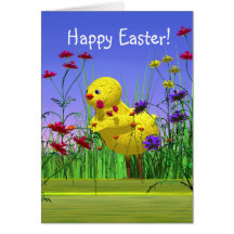Pollo de primavera de Pascua Felicitación