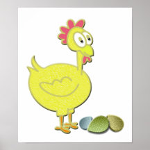 Pollo del gallo de la diversión y poster del arte 
