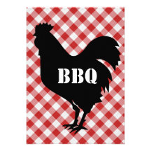 Pollo Silo en el Bbq rojo y blanco comprobado del  Comunicado Personalizado