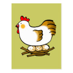 pollo y huevos lindos postal