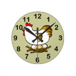 pollo y huevos lindos reloj de pared