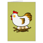 pollo y huevos lindos tarjeton
