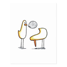 Pollos en la postal blanca