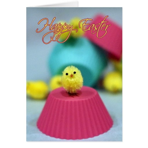 Polluelo borroso de la tarjeta de pascua
