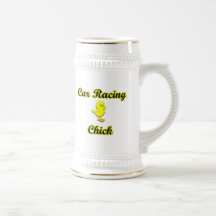 Polluelo de las carreras de coches taza de café