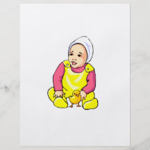 polluelo humano del amarillo del bebé y outfit.png flyer a todo color