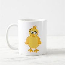 Polluelo lindo, pájaro de bebé amarillo tazas