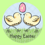 Polluelos y huevo lindos de Pascua pegatinas