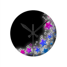 Polvo de estrella rosada y azul relojes de pared