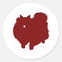 Pomeranian (rojo) etiqueta redonda