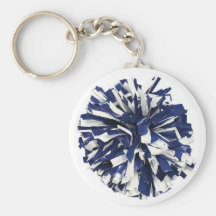 Poms azul y blanco llavero personalizado