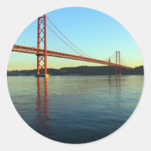 Ponte 25 de Abril, LIsboa, Portugal Autocolante Em Formato Redondo