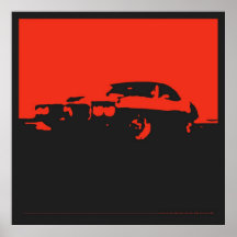 Pontiac Firebird, 1969 - rojo en el poster negro