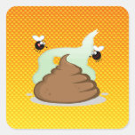 Poo Stinky amarillo-naranja Calcomanía Cuadrada