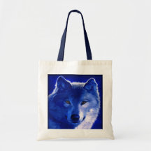 Por la luz de la bolsa de asas azul del lobo de la