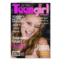 Portada de revista personalizada chica adolescente tarjetón