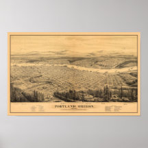 Portland O mapa panorámico DIGITAL VUELTO A MEZCLA Poster