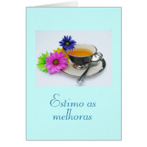 Portugués: Como melhoras/consiguen bien: taza de t Tarjetón