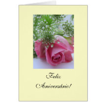 Portugués: Cumpleaños Rosa: ¡Feliz Aniversário! Felicitaciones