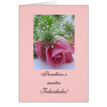 Portugués: Cumpleaños/Rosa: ¡Parabéns! Tarjeta