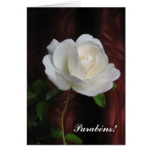 Português: "Parabéns!" felicidades… (Rosa Branca) Tarjetón