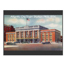Postal 1936 de la estación de tren de Atlantic Cit