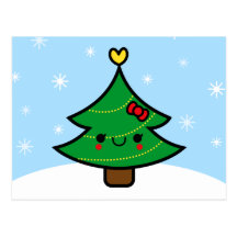 Postal adorable del árbol de navidad del dibujo an