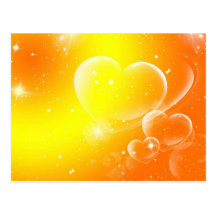 Postal amarilla de los corazones