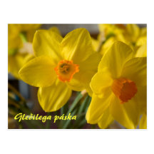 Postal amarilla del páska del gleðilega de los nar
