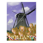 Postal anaranjada de Holanda del arte del molino d