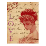 Postal antigua de la letra de amor