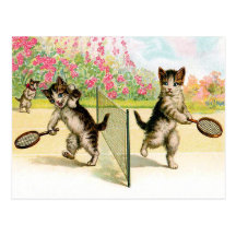 Postal: Arte del vintage de los gatitos del bádmin
