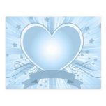 Postal azul clara del diseño del corazón