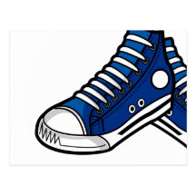 Postal azul de la zapatilla de deporte del balonce