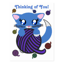Postal Azul de Skye del gatito de Toon del bebé