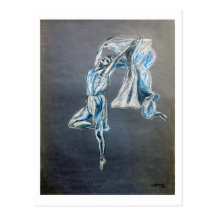 Postal azul del arte de la danza de la bailarina p