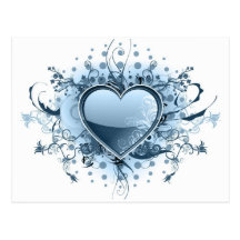 Postal azul del corazón de Emo
