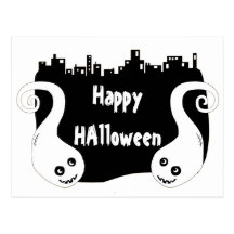 Postal bilateral de Halloween de los fantasmas