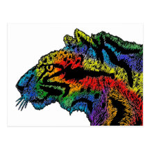 Postal (blanca) del leopardo del arco iris (horizo