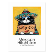 Postal caprichosa mexicana del arte del gato del a