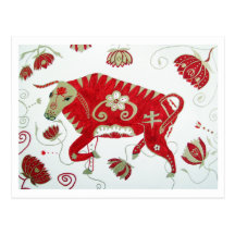 Postal china de la astrología del buey
