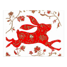 Postal china de la astrología del conejo