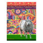 Postal colorida del arte de las ovejas