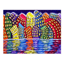 Postal colorida del arte popular de la diversión d