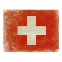 Postal con la bandera apenada de Suiza