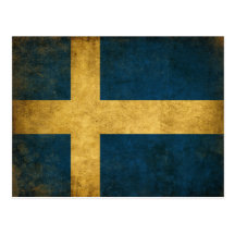 Postal con la bandera sucia del sueco del vintage