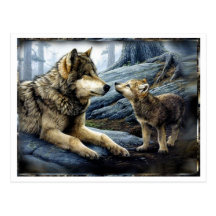 Postal de 2 lobos