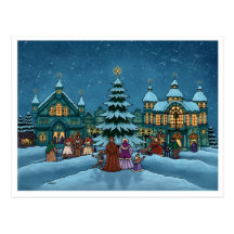 postal de la ciudad del navidad básica