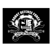 Postal de la fuerza de defensa del robot