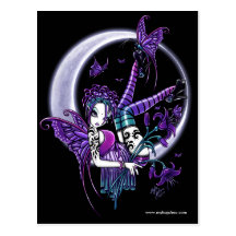 Postal de la hada de la flor de la luna del tatuaj